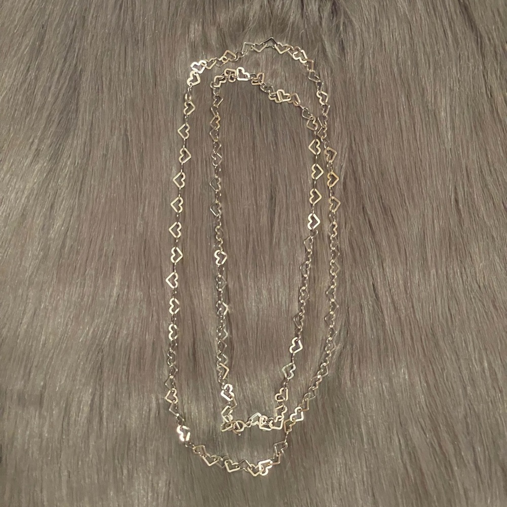 Sterling Silver Heart Link Chain 2 Necklaces